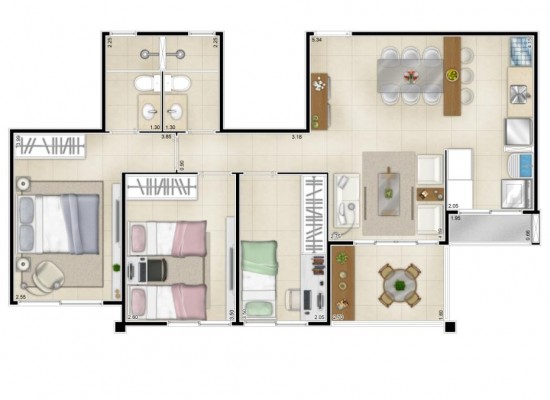 The Club - Tipo III - 74,92m² privativos