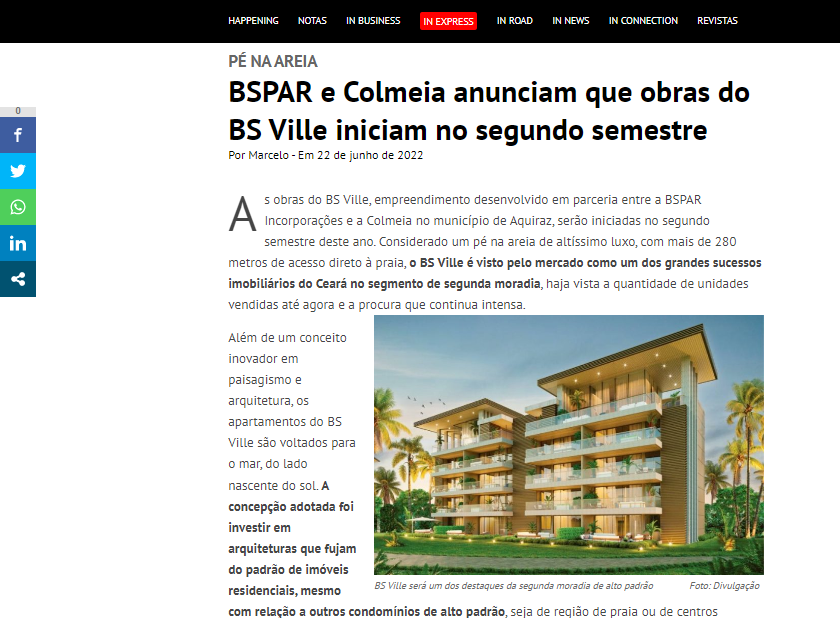 BS VILLE foi destaque no portal In